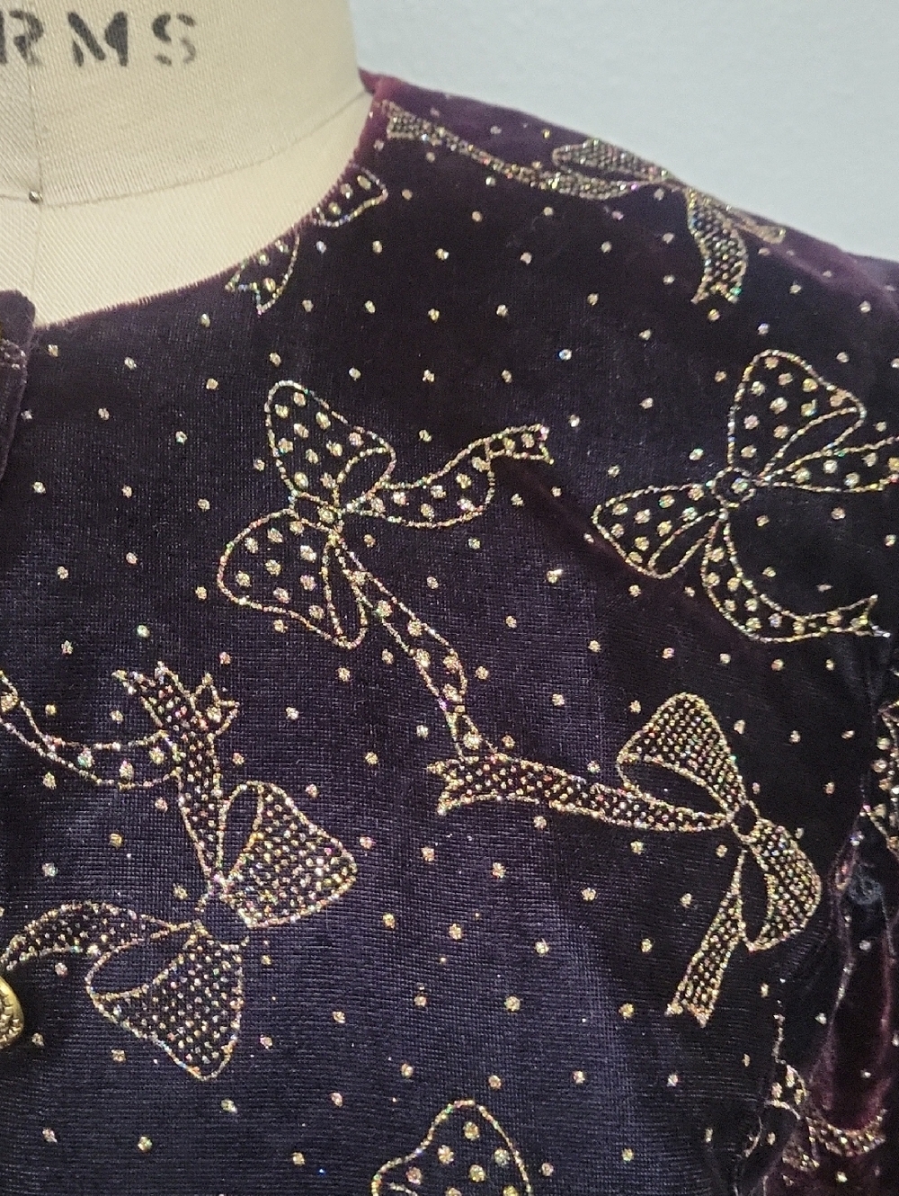 Scott McClintock Deep Plum Velvet Bow-Print Blazer - Picture 2 of 5